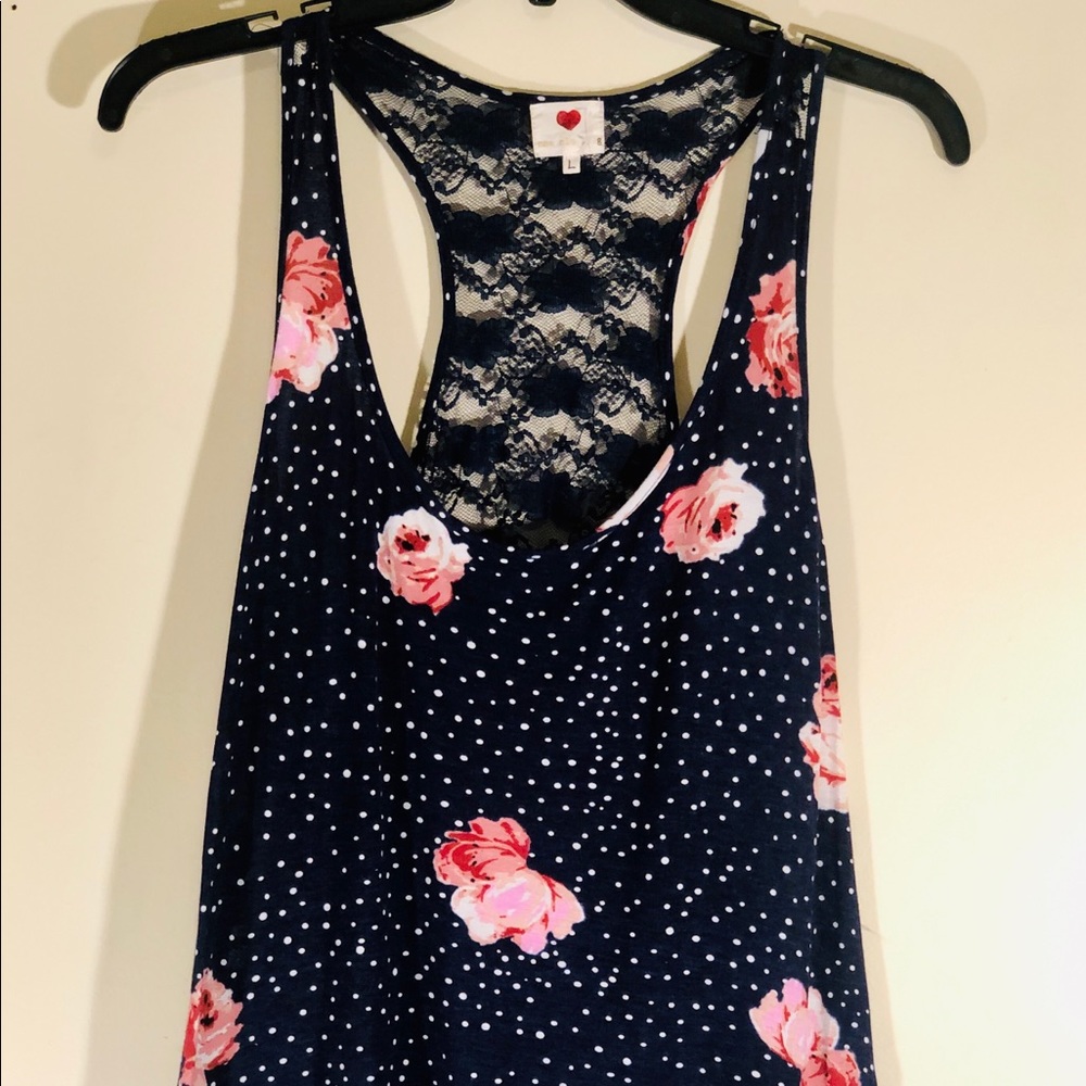 Polka dot floral tank top